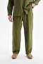 Men's Koton Linen Blended Long Sleeve Apaj Collar Shirt, Elastic Waist Pants Set - 7