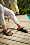 Zrc01 - Summer Premium Buckled Men's Genuine Leather Slipper Black