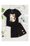 Unisex T-Shirt Shorts - T-Shirt with Shorts Bottom Top Set Elemek Printed Crew Neck