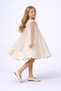 Girl's Ecru Tulle Cape Evening Dress – Elegant Special Occasion Model with Floral Appliques, Ages 6-10 - 6