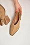 Y654307302 Taupe Genuine Leather Suede Block Heel Western Shoe - 3