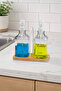 Hgy Home Set of 2 Glass Liquid Soap Dispensers with Bamboo Tray - Off-White - 2