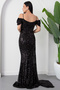 Sweetheart Neckline Front Gathered Sequin Dress 41066 - 7