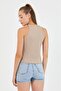 Women's Square Neck Sleeveless Corded Fabric Blouse - 4