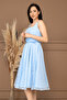 Lace Sequin Balen Detailed Midi Dress - Baby Blue - 4