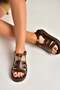 Y390119903 Brown Genuine Leather Women Sandals - 3