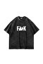 Bunnyes Printed Oversize Unisex Washable Black Tshirt