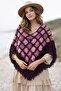 Handmade Angora Wool Motif Poncho – Boho Style Women's Knitted Poncho - 6