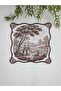 Brown Toile Elegance Series Embroidered Fabric Cocktail Napkins 1 Piece