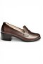Y555092203 Brown Thick Low Heeled Women's Shoes - 5