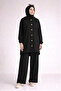 Tesettür Hooded Two Yarn Combed Cotton Ko Compact Ul Sequin Detailed Ov Oversized Por Long Tunic Cardigan