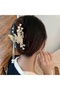 Zircon Stone Butterfly Clasp Buckle Pearl Flower Detailed Gold Women's Hair Clip 11 cm - 5