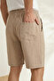 Men's Beige 100% Cotton Linen Muslin Shorts Comfortable Fit Summer Breathable Lightweight Fabric Back Pocketed Casual - 6