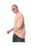 Men's Minimalist Chest Printed Beige Oversized T-Shirt - 2