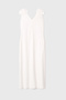 Women's White A-Line Sleeveless Midi Dress with Pockets - 5