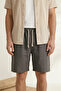 Men's Smoked 100% Cotton Linen Muslin Shorts Comfortable Fit Summer Breathable Lightweight Fabric Back Pocketed Casual - 5