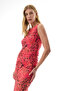 Women's Pink Printed Sleeveless Slim Fit Midi Dress - 3