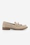 Women's Genuine Leather Seam Detail Bowknot Vardola Loafers Casual Shoes Savron Beige Suede