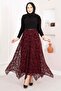 Flok Printed Asymmetrical Cut Tulle Skirt Plum