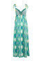 Women's Green Printed A-Form Strapless Backless Long Dress - 4