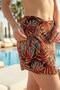Women's Orange Leaf Patterned Tie-Detail Pareo Beach Skirt Slit Summer Pareo - 7