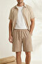 Men's Beige 100% Cotton Linen Muslin Shorts Comfortable Fit Summer Breathable Lightweight Fabric Back Pocketed Casual - 4