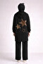 Tesettür Hooded Two Yarn Combed Cotton Ko Compact Ul Sequin Detailed Ov Oversized Por Long Tunic Cardigan - 2