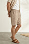 Men's Beige 100% Cotton Linen Muslin Shorts Comfortable Fit Summer Breathable Lightweight Fabric Back Pocketed Casual - 2