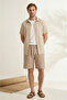 Men's Beige 100% Cotton Linen Muslin Shorts Comfortable Fit Summer Breathable Lightweight Fabric Back Pocketed Casual - 3