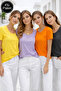 Women's 4-Pack Orange Smoked Lilac Yellow 100% Cotton Short Sleeve T-Shirt