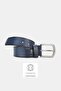 Men's Dark Blue Genuine Leather Leather cm Sports Pants Belt