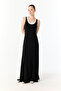 Women's Black U-Neck Sleeveless Modal Long Dress