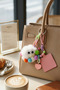 Plush Cute Bag Charms with Pom Pom Heart Detail, Keychain - 3