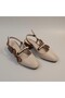 Stylish and Comfortable Short Heeled Women's Shoes with Pearl Detail - 6