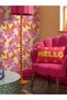 Hello Written Reversible Suede Decorative Fuchsia Cushion Cover - 30X50Cm - Cushion Cover - 3