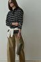 Black Monroe Striped Polo Neck T-Shirt
