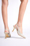 Lara Women's Gold Glittery Open Back Heeled Shoes - 4