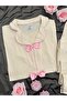 Ecru Underwear Bowknot Short-Sleeved Pajama Set - 5