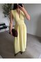 Yellow V-Neck Zero Sleeve Modal Dress - 3