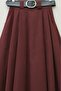 Belt Piece Tivil Skirt with Pleated Pocketed Zippers on the Front - Claret Red - 3