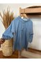 Lily Co Girl's High Neck Balloon Sleeve Jean Dress - 2