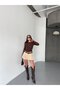 Women's Crew Neck Long Sleeve Accessory Detail Scuba Fabric Blouse - 2