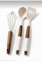 3-Piece Silicone Kitchen Set Wooden Strappy Spatula Spoon Whisk Heat Resistant Non-Scratch Kitchen Utensils - 4