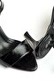 Women's Stiletto Heel U S Sandals Black Shiny Skin Thick Single Band - 2