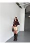 Women's Crew Neck Long Sleeve Accessory Detail Scuba Fabric Blouse - 5