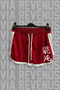 Japanese Chaos Writing Printed with Strips on the Sides Piped Detail Women's Sports Running and Fitness Shorts