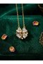 2 in 1 Magnetic Zircon Heart Clover Gold Color Steel Necklace