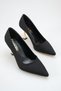 Pointed Toe Thin Gold Heel Detailed Stylish Women's Stiletto Shoes