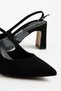 Plus Size Women's Heeled Shoes Black Satin Flat Heel Side Transparent - 2