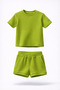 %100 Organic Cotton Ribbed Knit Unisex Shorts Set - 2